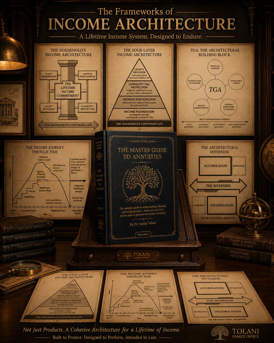 Income Architecture framework poster with The Master Guide to Annuities book