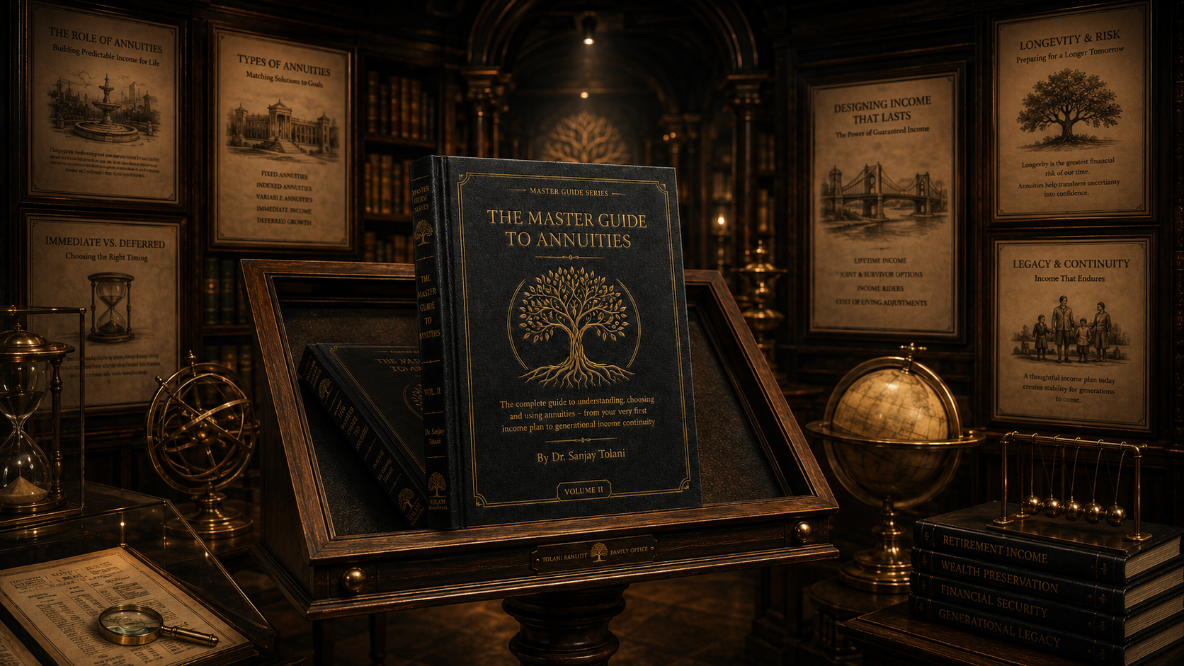 The Master Guide to Annuities premium book showcase in a study setting