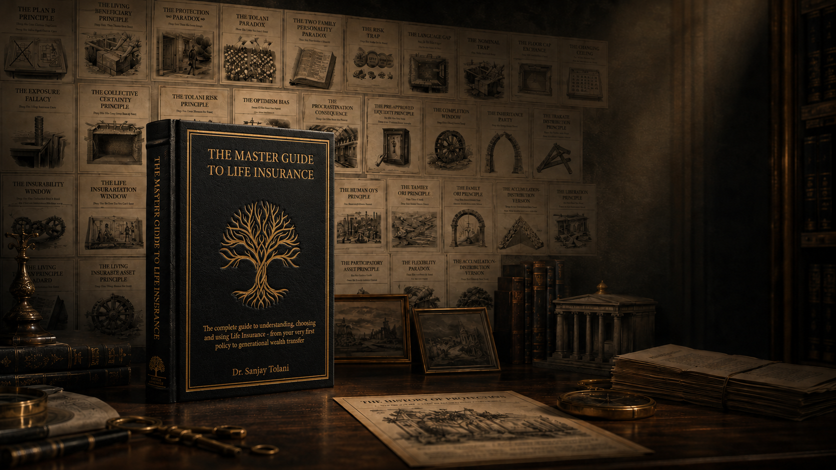 The Master Guide to Life Insurance companion book in a premium study scene