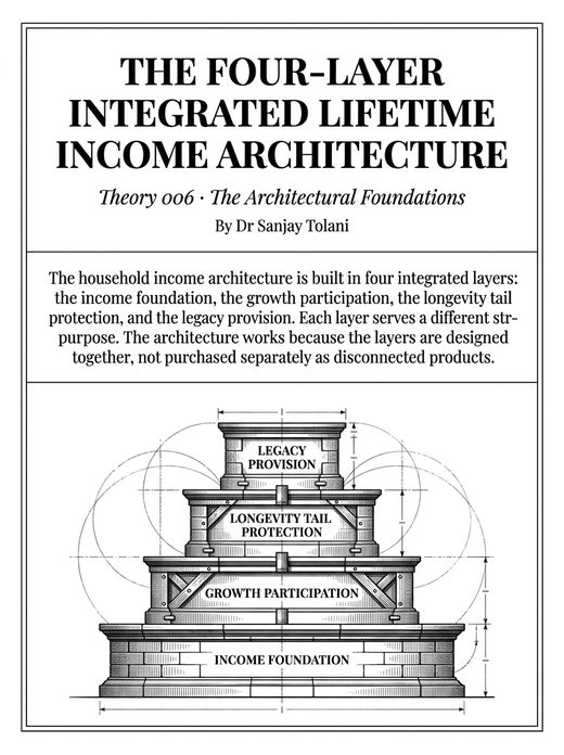 Theory 006, The Four-Layer Integrated Lifetime Income Architecture, visual card from The Master Guide to Annuities