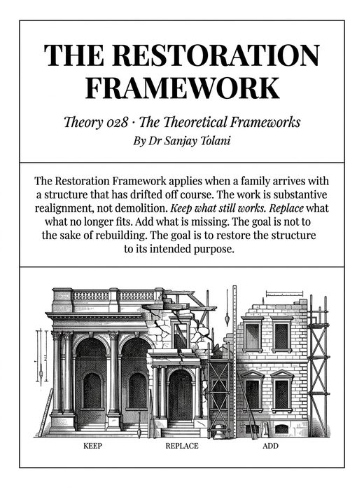 Theory 028, The Restoration Framework, visual card from The Master Guide to Annuities