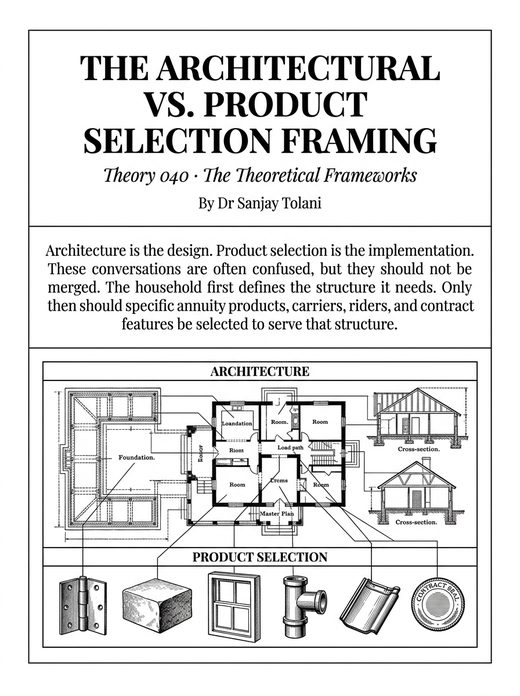 Theory 040, The Architectural vs. Product-Selection Framing, visual card from The Master Guide to Annuities