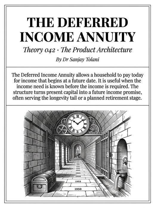 Theory 042, The Deferred Income Annuity, visual card from The Master Guide to Annuities