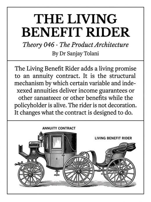 Theory 046, The Living Benefit Rider, visual card from The Master Guide to Annuities