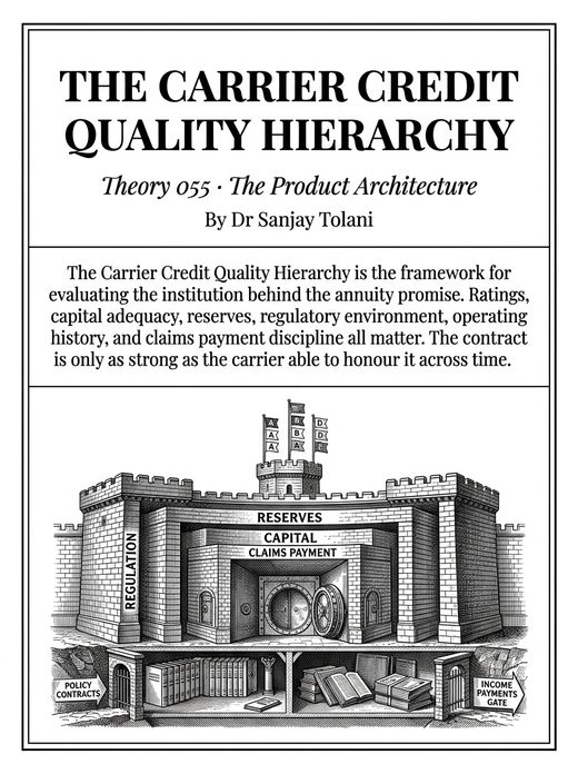 Theory 055, The Carrier Credit Quality Hierarchy, visual card from The Master Guide to Annuities
